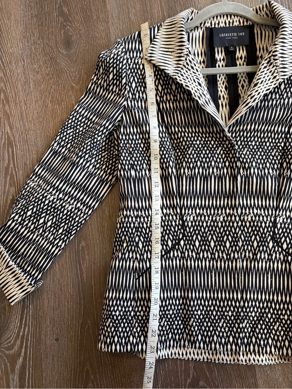 Lafayette 148 Blazer coat geometric business snap button size 4 preppy - Picture 8 of 8
